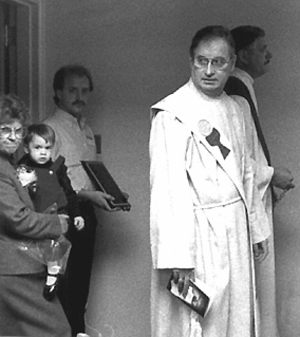 Procession through hallway