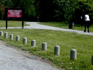 As the red sign indicates, John Stroger is in charge of the Cook County Forest Preserves