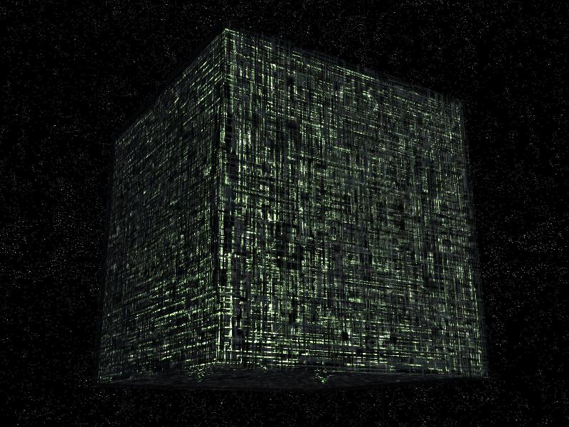 Here is a ship of the Borg: All resistance is futile. As you can see, the ship is a giant cube.