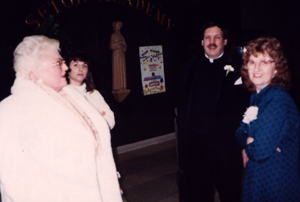 Cinda Moak-Forsyth, Wendy Loggins, Father Joe Cirou, and Joan Termini