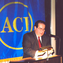 Justice Scalia, delivering his address